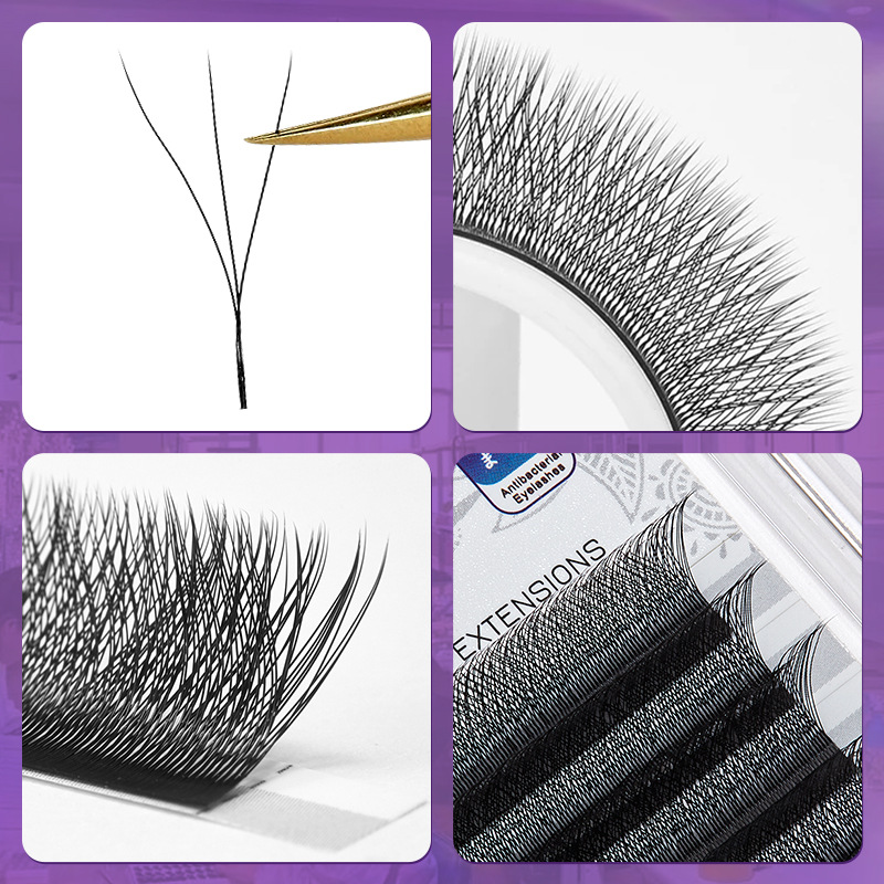 Fábrica de pestañas florecientes 3D cruzadas densas pestañas falsas de trébol injerto cerrado pestañas estética especial al por mayor