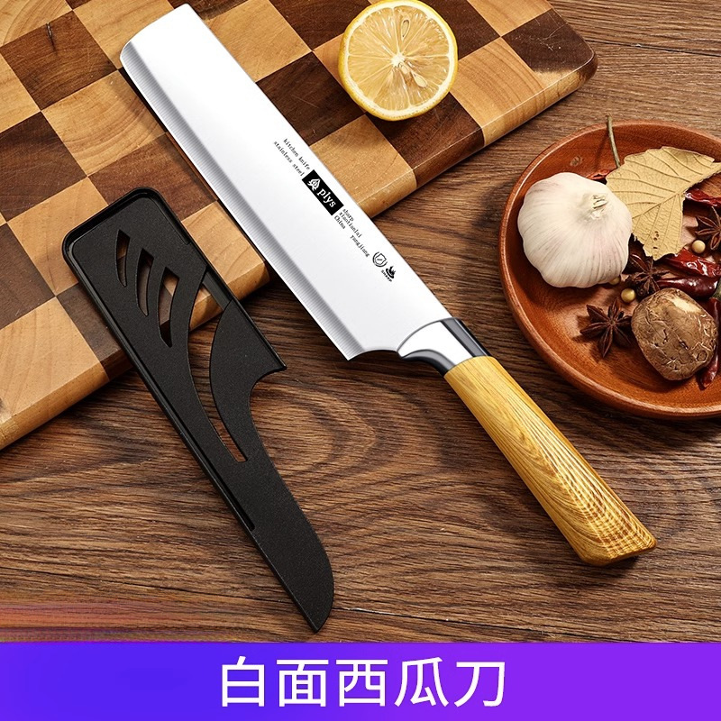 Cuchillo de fruta cuchillo de cocinero de madera sólida cuchillo de sandía grande alargado cuchillo de fruta de acero inoxidable comercial