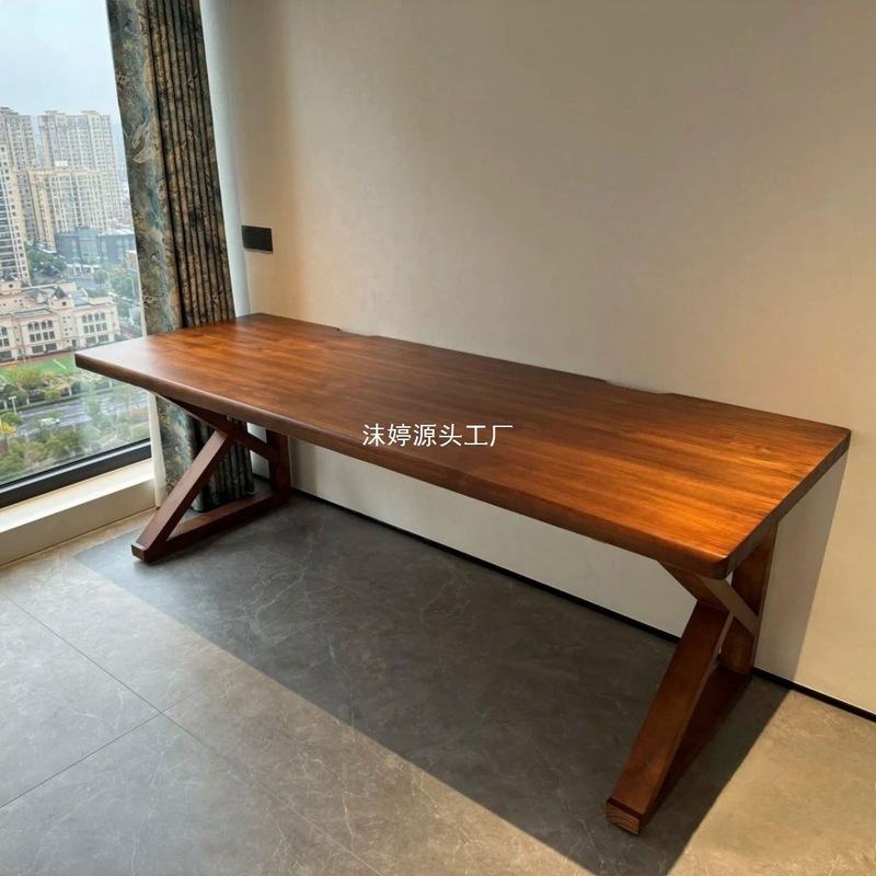 双人实木电脑桌台式家用电竞桌简约卧室大板书桌工作台拼排长条桌|undefined