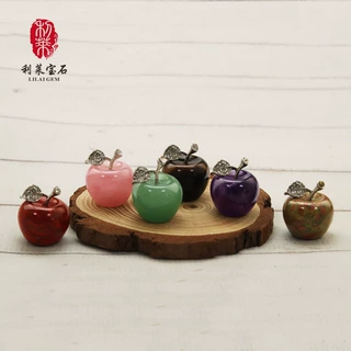 天然水晶苹果 雕刻件摆件 粉晶苹果圣诞节 万圣节平安夜 礼品摆件