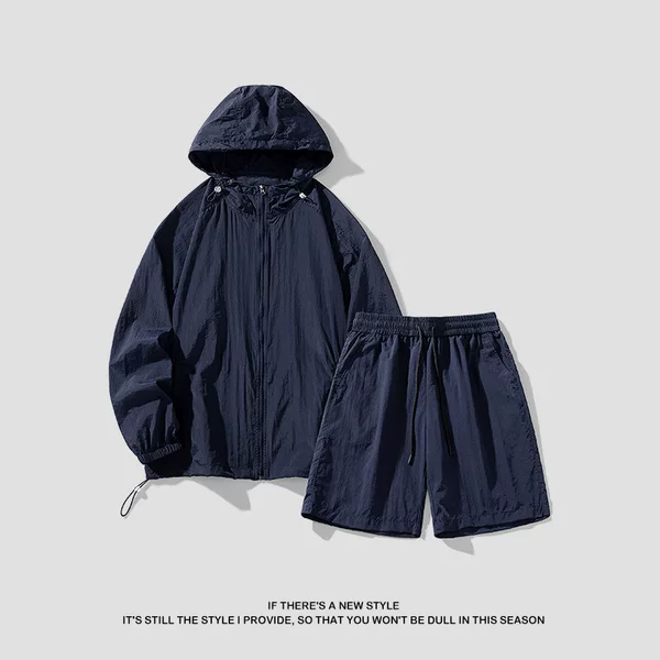 American Ice Silk Sun Protection Clothing Men's Summer Sports and Leisure Sun Protection Clothing Suit Breathable Outdoor Shorts for Men