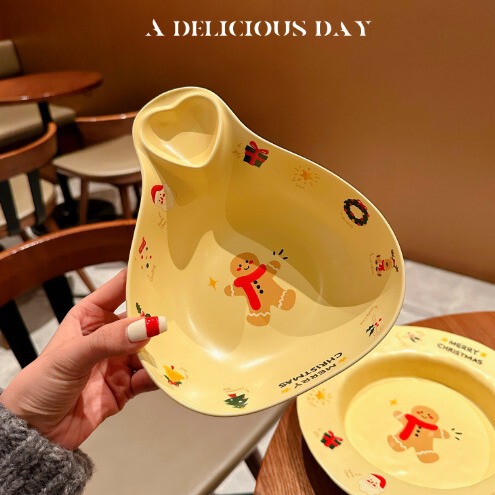 ins High-looking Merry Christmas Series Theme Tableware Rice Bowl Snack Plate Wide-brimmed Bowl Steak Fruit Plate