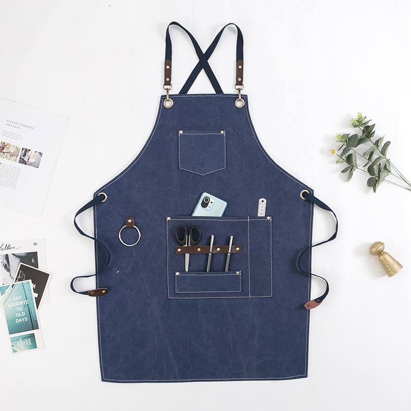 Café restaurante chino Denim delantal floral artista leche té hornear Tienda ropa de trabajo japonés Logotipo de impresión hombres y mujeres delantal