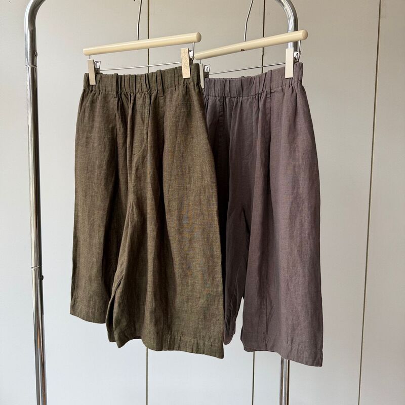 100% hemp, double yarn in different colors! Elastic high-waisted, lightweight, comfortable, slimming, casual women's summer new cropped biker pants 100% hemp, double yarn in different colors! Elastic high-waisted, lightweight, comfortable, slimming, casual women's summer new cropped biker pants