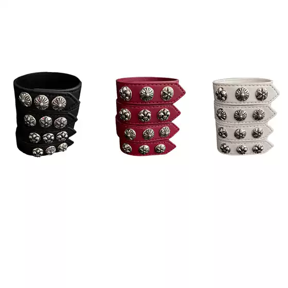 Ch European and American Style Cross Flower Anchor Six-Pointed Star Multi-Element Stylish Trendy Versatile Fashion Adjustable Leather Bracelet