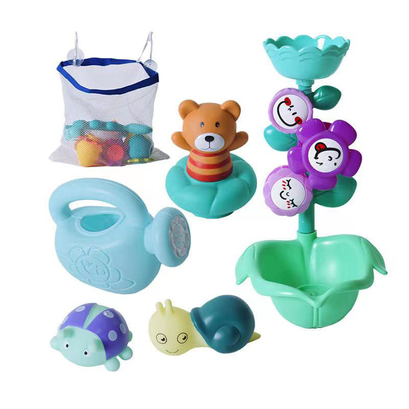 Cuarto de baño para niños ducha rueda de juego de agua juguete océano baño Agua spray vinilo animal traje de almacenamiento