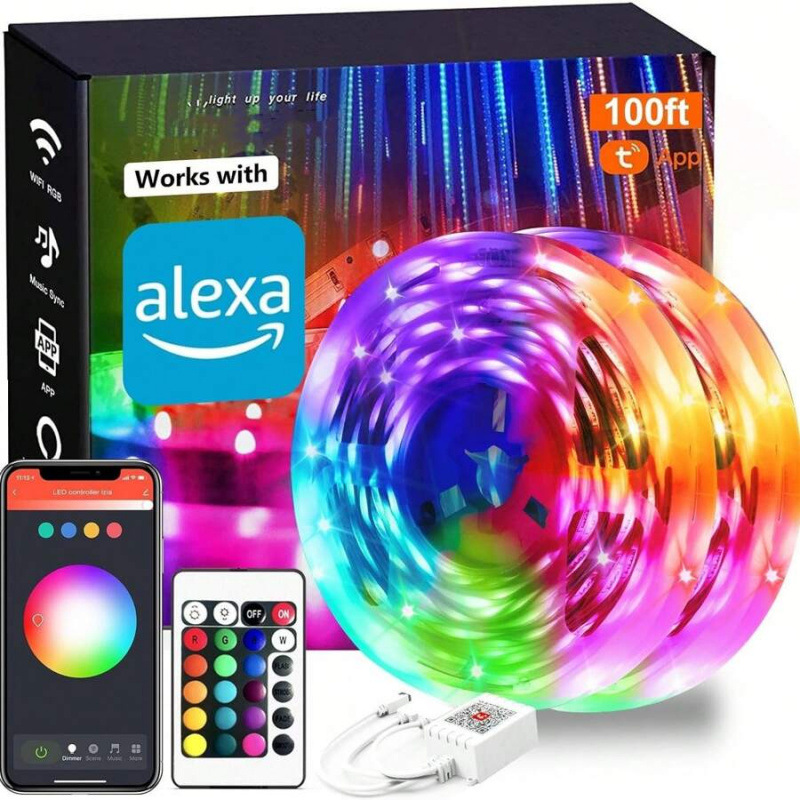 跨境Lights 100ft Two Trays Of 50ft Smart Remote Control|ru