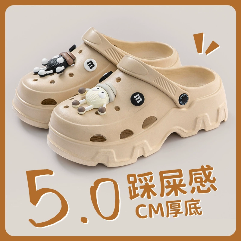 Женские туфли из крокодиловой кожи на толстой подошве, лето 2025, новый стиль, верхняя одежда для покупок, противоскользящие сандалии с защитой от запаха, увеличивающие высоту для женщин