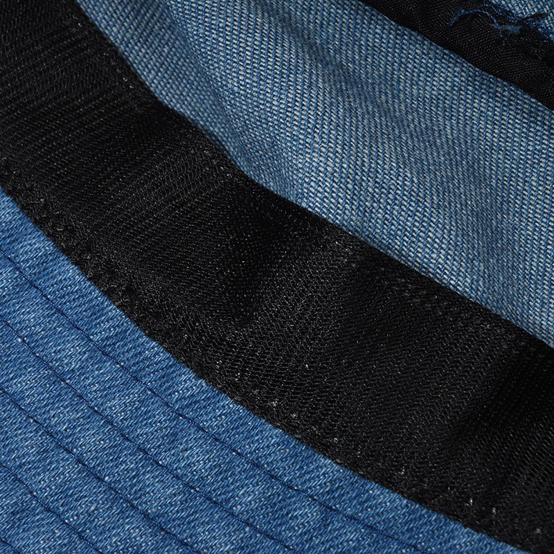 Cappello da pescatore in denim lavato semplice e versatile con bordo sfilacciato e parasole vintage_voghion.com