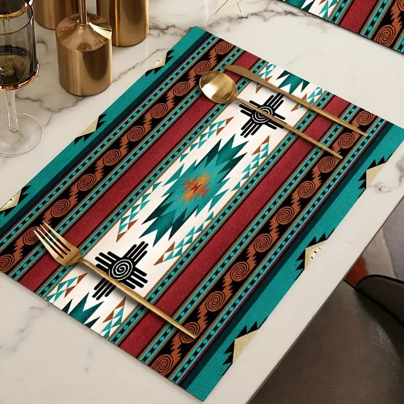 Transfronterizos lino almohadilla de mesa Aliexpress TEMU Amazon almohadilla de mesa cuadrada búfalo rojo almohadilla de Navidad Día de la Independencia