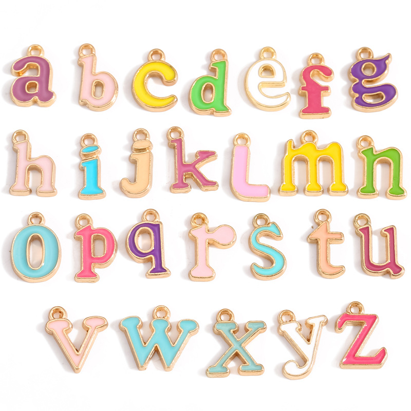 合金滴油饰品配件26个英文字母吊坠 DIY手链钥匙扣装饰挂件S132