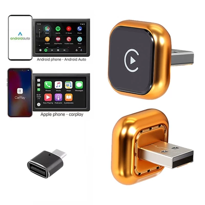 Cross-Border Tk Hot-Selling Orange Carplay Box Wired to Wireless Carplay Android Auto Car-Machine Connectivity Box (Simsiz CarPlay və Android Auto) - k23-orange-neutral-adapter