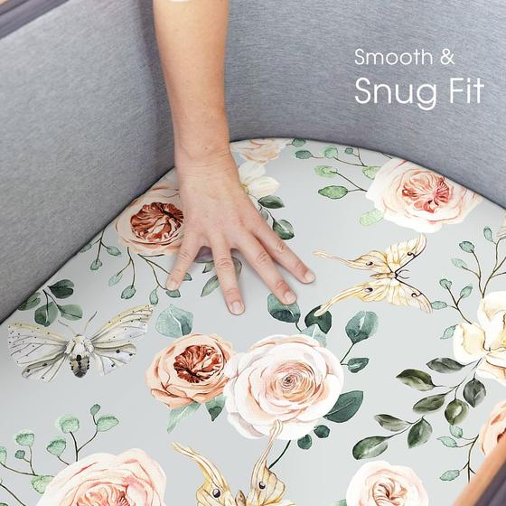 Cross-border baby artificial silk printed bed cover baby cradle bed cover smooth skin-friendly newborn cradle mattress cover