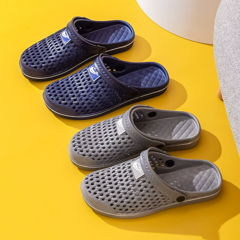 Мужские летние сандалии и тапочки для верхней одежды, новые дышащие сабо Baotou на мягкой подошве 2025, повседневные тапочки, пляжная обувь двойного назначения