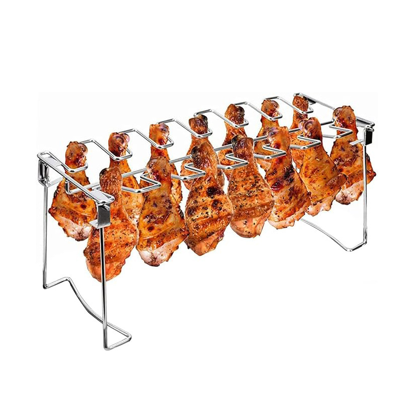 Outdoor Barbecue Chicken Leg Rack 14 Slot Foldableing Stainless Steel Chicken Leg Grill Bbq Barbecue Rack Barbecue Tools