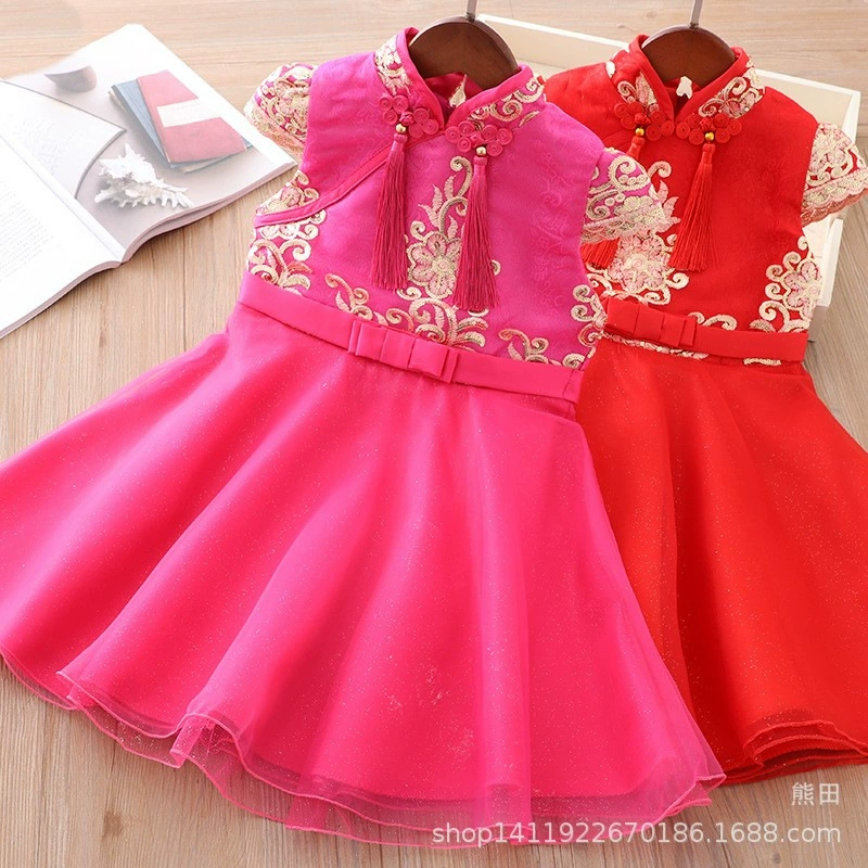 Платье для девочек платье платье осенне-зимний китайский стиль платье принцессы cheongsam