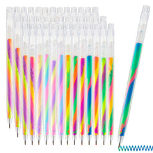 跨境爆款三色渐变彩虹笔学生高颜值梦幻螺旋DIY绘画闪光粉彩笔1.2