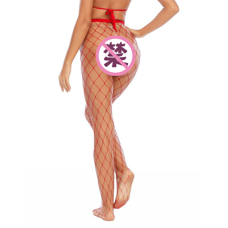 Precio al por mayor transfronterizo, medias de rejilla de lentejuelas de alta elasticidad, pantimedias sexys huecas de seda negra, medias sexys, estilo sexy para discoteca