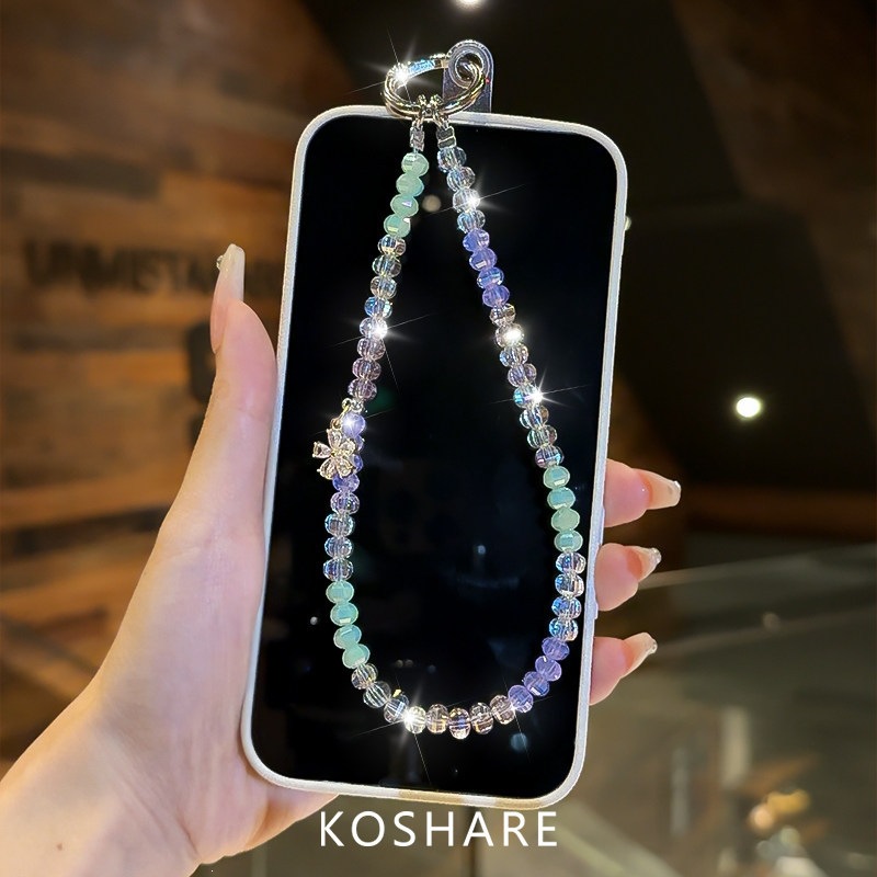 Xiaocanglan verano cristal red roja cadena de teléfono móvil de alto nivel sensación de cuerdas de muñeca bolsos colgantes chicas lujosas cadena corta de mano