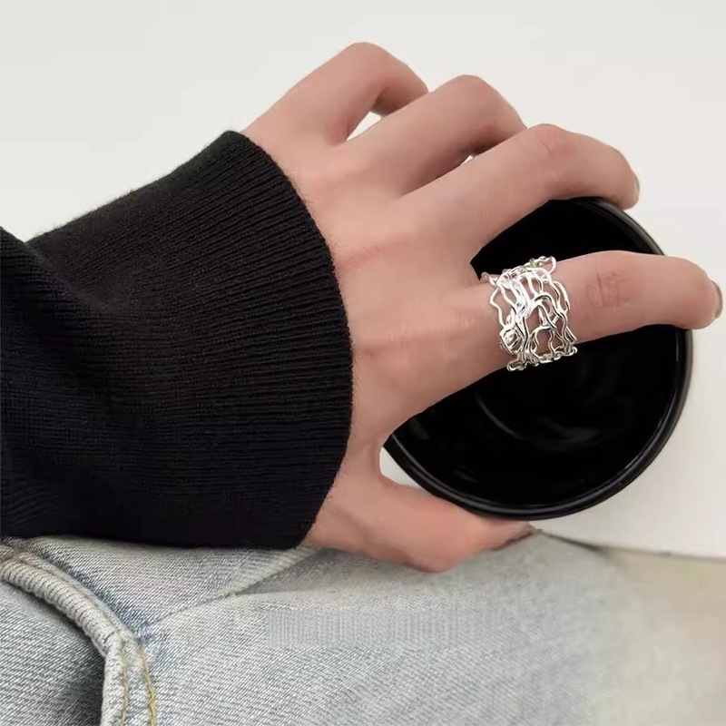 Xiaohongshu 新製品 S925 スターリングシルバーリング女性の夏インスタイルハイエンドニッチライト高級非退色シルバージュエリー|undefined
