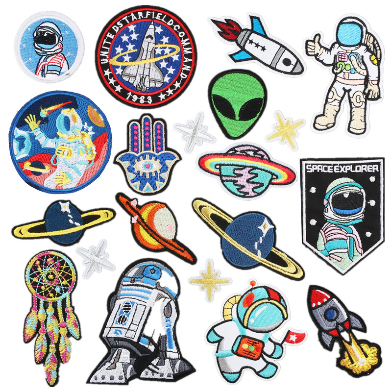 Zhuobin Aliexpress Hot-Selling Outer Space Planet Astronaut Embroidered Cloth Patch Computer Embroidery Patch Magic Patch