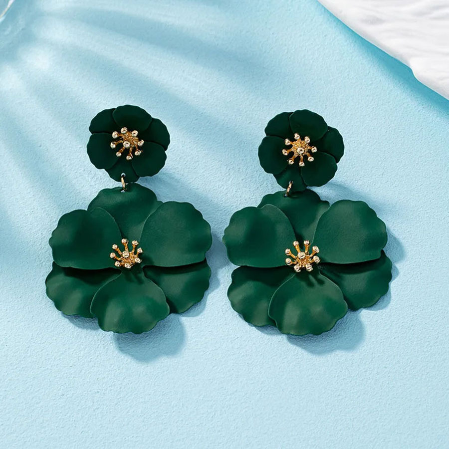 Pendientes de flores de color europeos y americanos, moda creativa para mujer, pintura retro con spray, pendientes de flores multicolor para studs, opcional image 17