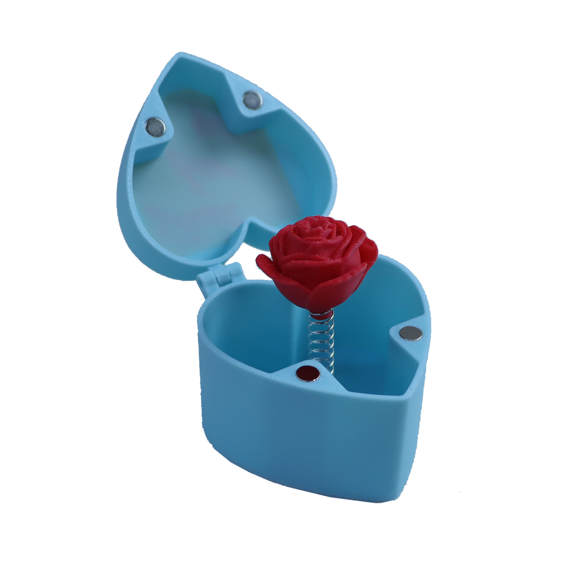 하늘색 상자 - 큰 빨간 장미