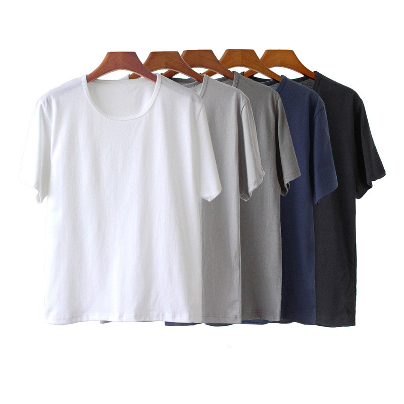 Summer Cotton Undershirt for Middle-Aged and Elderly Men, White Short-Sleeve Vest, Men's Summer White T-Shirt, Men's Short-Sleeve Vest