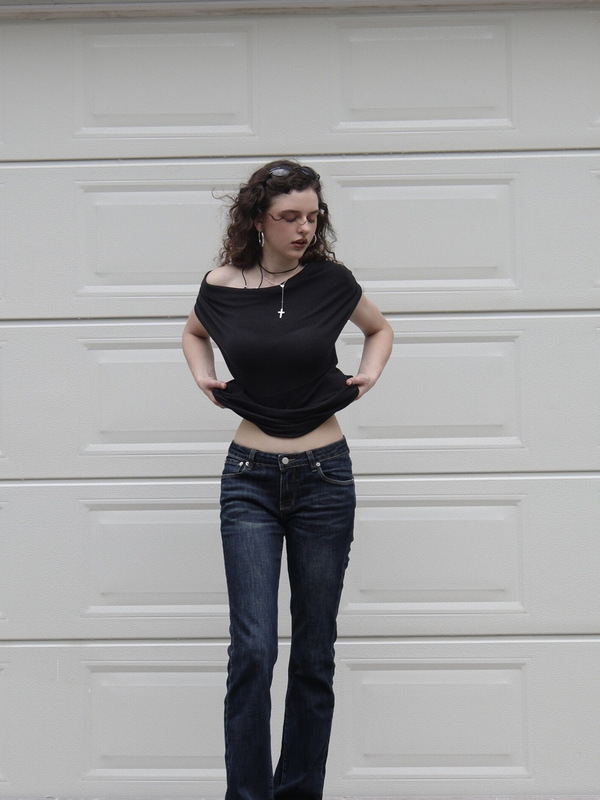 Fot2025 Devon Qingmu 00S Textured Washed Retro Cat Pattern Mid-Low Waist Style Cotton Detail Jeans