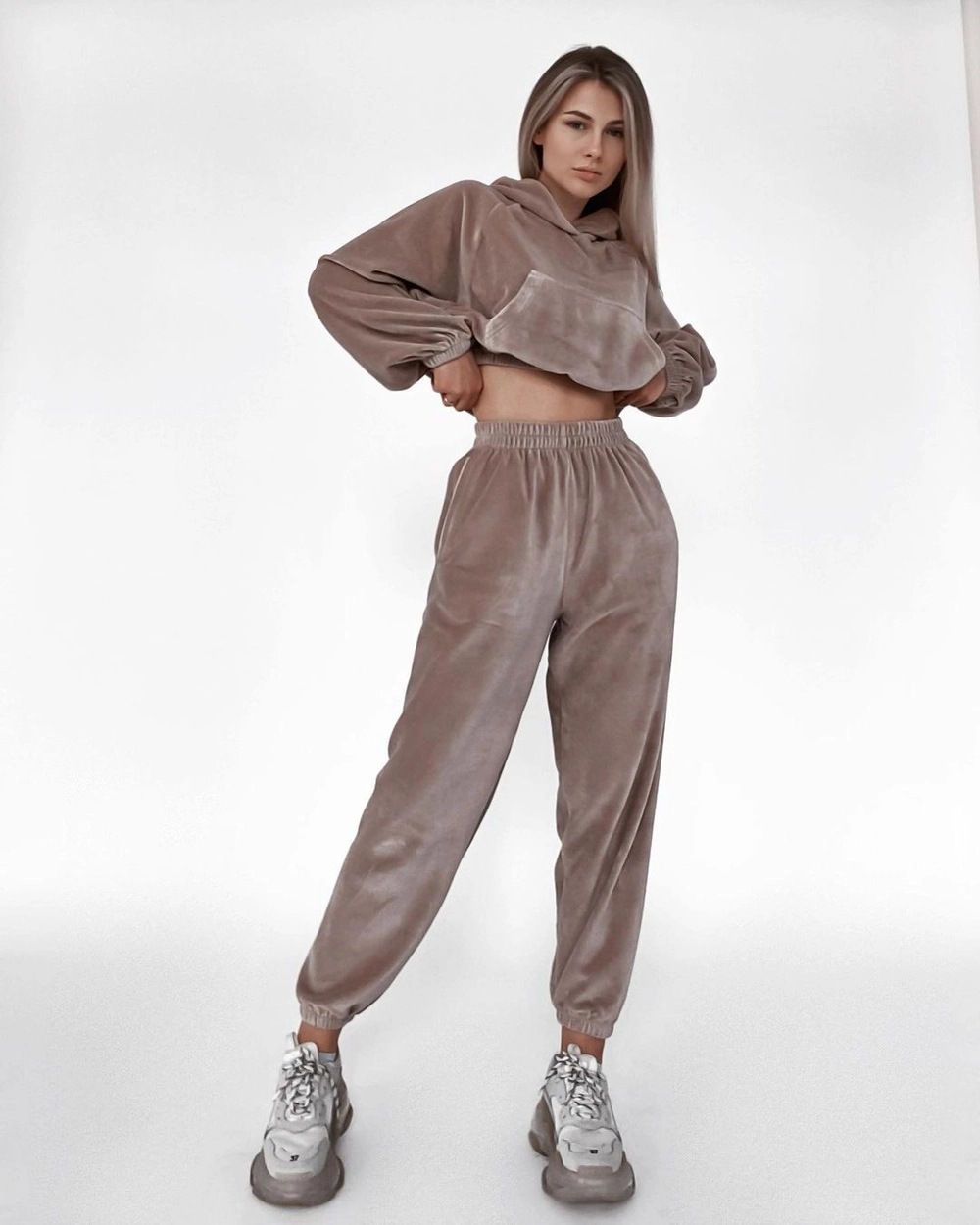 Damen Sportswear Set Mit Kapuzenpullover Und Jogginghose_voghion.com