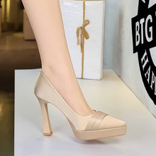 8399-2 European and American style elegant banquet temperament high heels women's pointed waterproof platform silk thick heel super high heels single shoes
