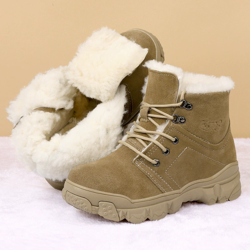 Зимние толстые снежные сапоги мужские толстые морозостойкие сапоги кожаные шерстяные сапоги северо-восточные теплые туфли по страхованию труда