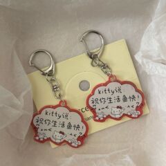 甜酷风亚克力文字猫咪牌牌钥匙扣挂件甜美百搭少女风饰品发饰批发