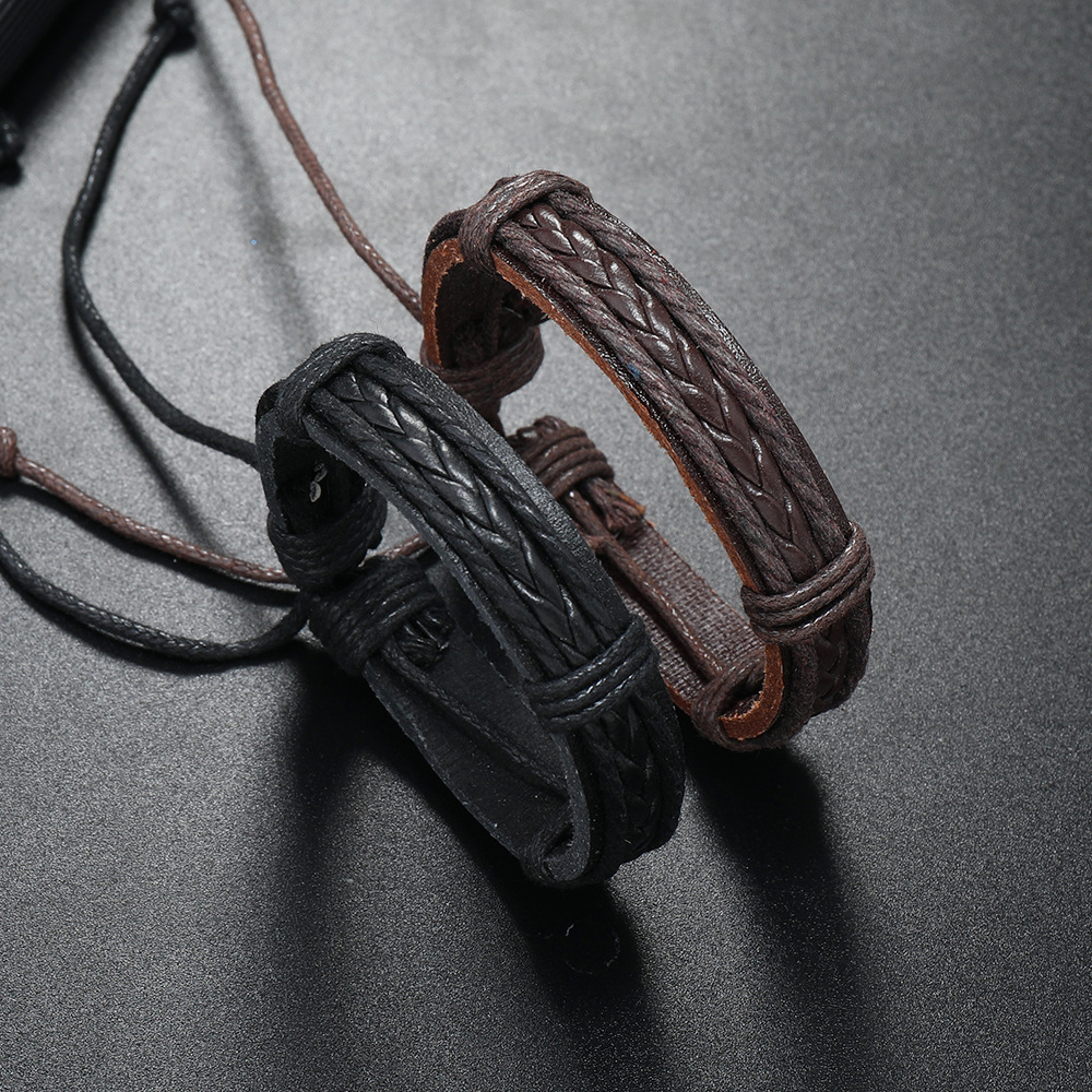 Men's Braided Leather Bracelet Rugged Charm Bracelet For Daily Wear_voghion.com