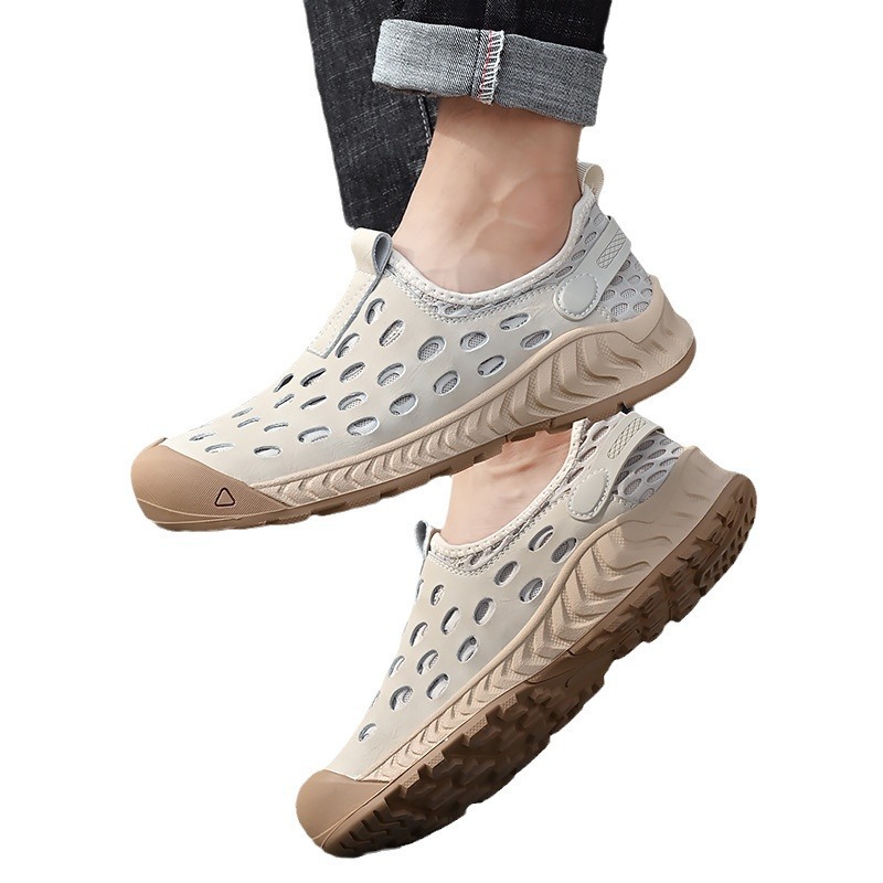 Comercio exterior verano respirable zapatos de hombre de tamaño grande, zapatos de cuero respirables, zapatos de malla de hombre, zapatos de malla de tela