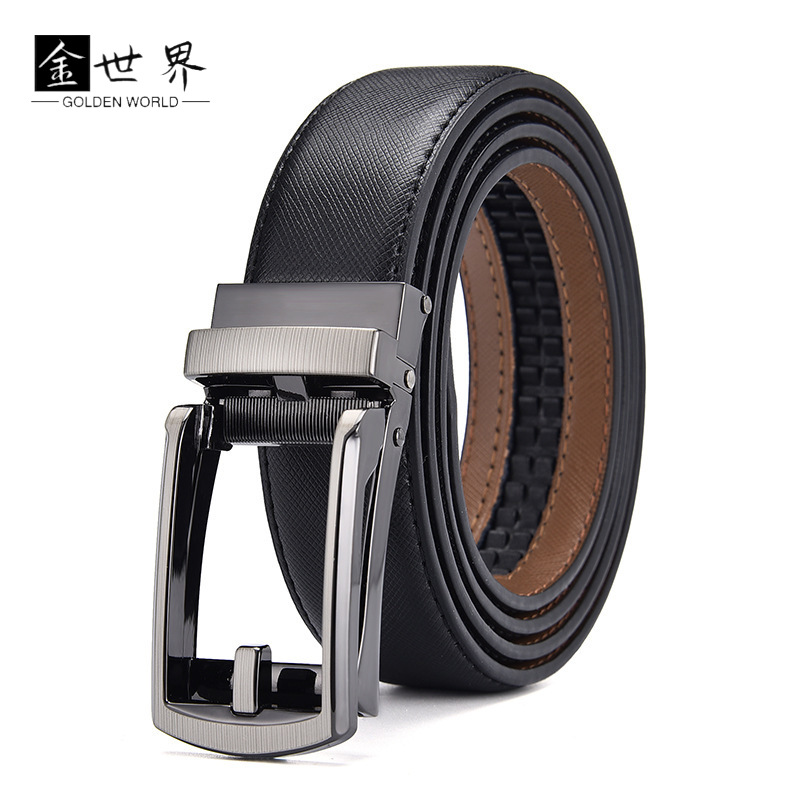 Genuine leather automatic buckle belt wh...