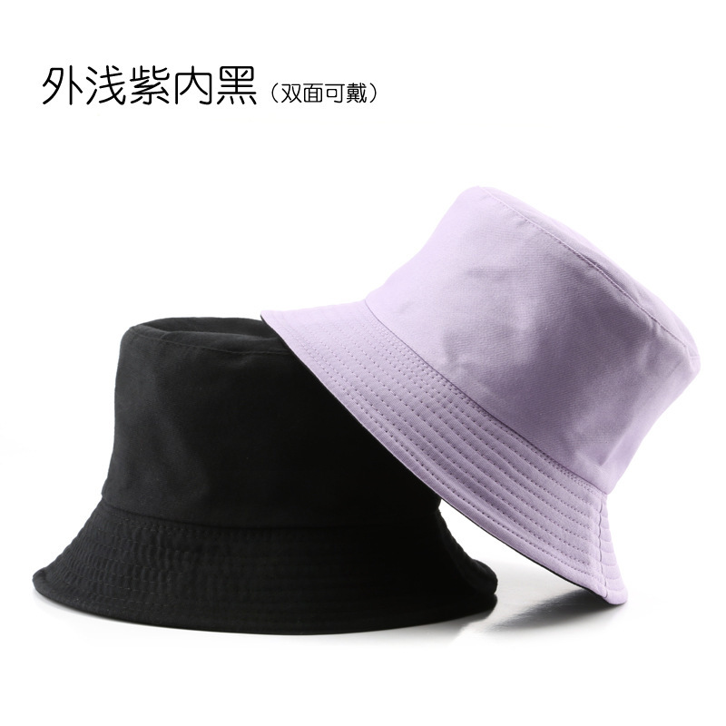 高品質両面漁師帽女性春夏光板学生日よけ盆帽国境を越えた帽子純色日焼け止め戸外帽