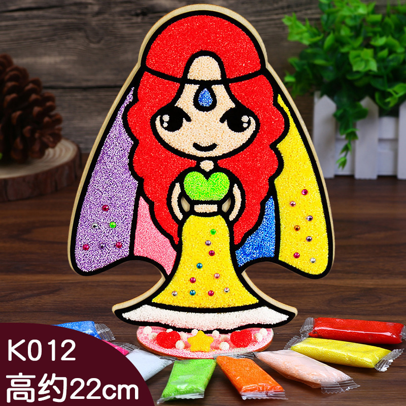 木板スノーフレーク泥絵パール泥粘土絵幼稚園児手作り立体粘着絵画|undefined