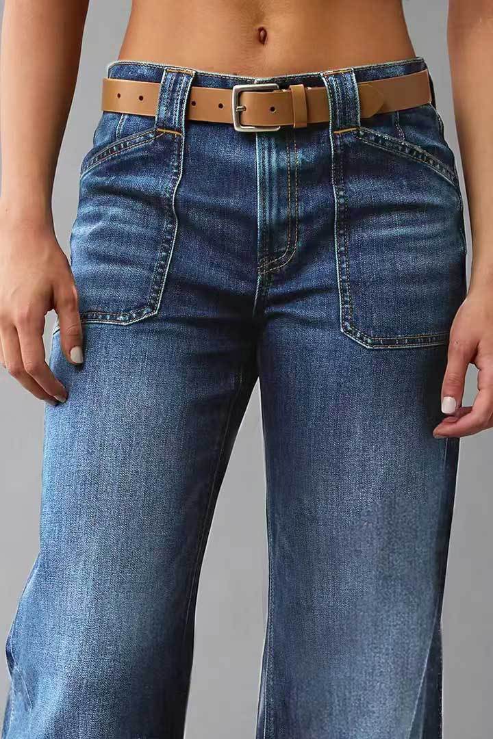 Vintage High-Waisted Straight Leg Jeans For Women – Distressed Hem Relaxed Fit Denim Pants (Dark Blue, Light Blue, Black)_mkmklike.com
