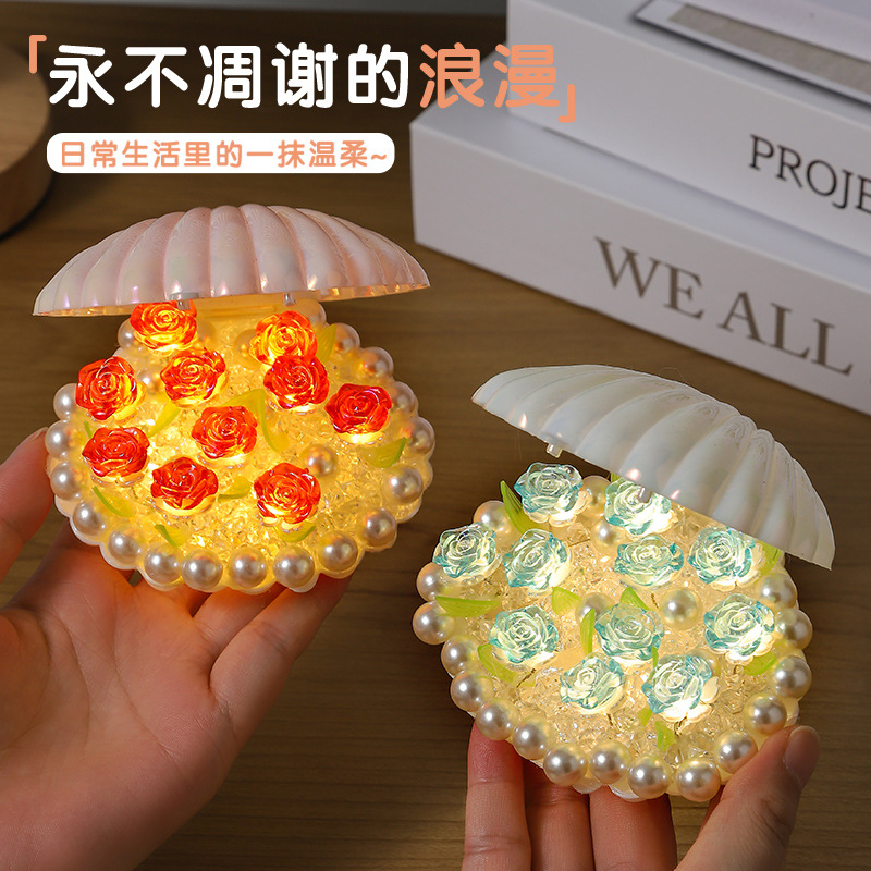 Diybei hecha a mano flores luces nocturnas regalos creativos de mesas de cama luces de atmósfera ornamentos luminosos para enviar a la novia