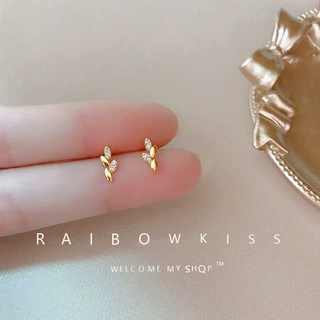 叶子耳钉女日韩简约小巧树叶耳环个性百搭养耳洞小耳饰新款批发
