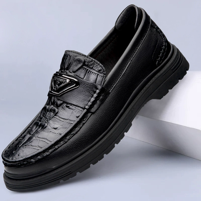 Один педаль ручной работы Lefu обувь мужская ножка английская тисненая кожа бизнес повседневная кожаная обувь из кожи крокодила бобовая обувь