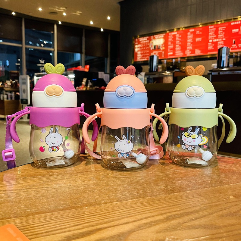 Baijia taza de paja de silicona taza de agua 650ml taza de plástico Correa al aire libre taza de bebida estudiante rebotando conveniente taza de agua