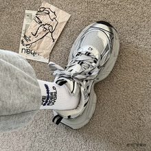 银色厚底增高老爹鞋男春季2024小众新款高级感情侣休闲运动鞋