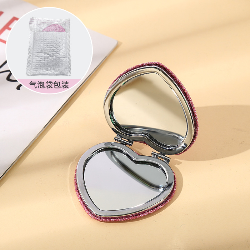 Espejo pequeño de amor de alto valor con mini dormitorio de estudiante espejo plegable de doble cara espejo de maquillaje portátil redondo
