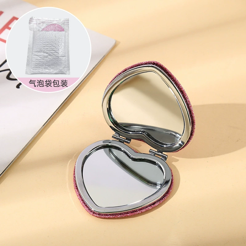 Double-sided Folding Handheld Mirror, Heart Pocket Design, Portable for Elementary Students
