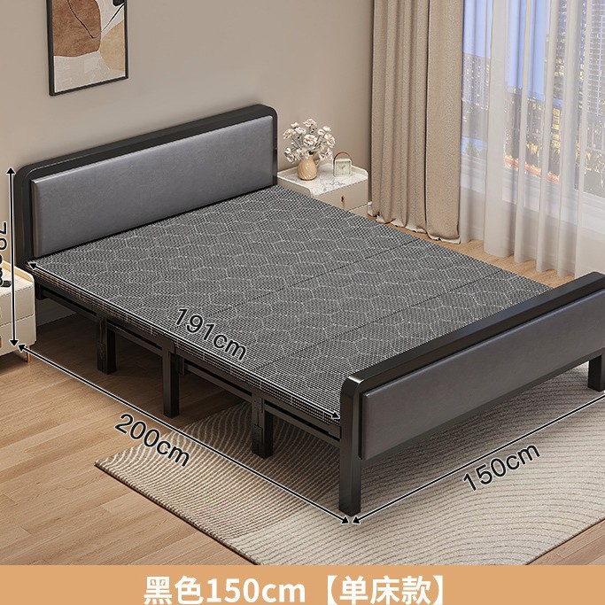 Cama individual plegable para adultos domésticos 1m2 cama simple para alquiler dormitorio reforzado cama de hierro de placa dura cama doble