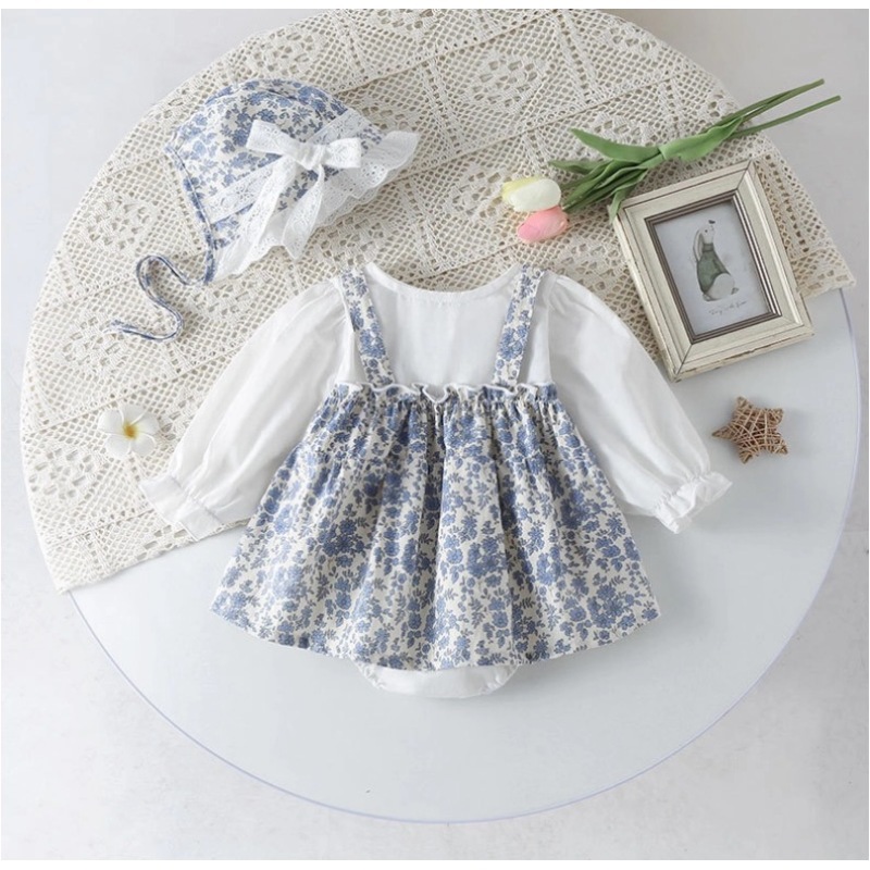 Primavera y verano vestido de mameluco floral para bebés, traje de escalada de manga corta para bebés y niños pequeños, abrigo de pedo para recién nacidos, mameluco triangular de cien días