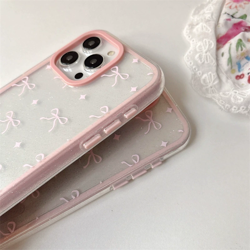 Apple, свежий фуксия iPhone 16 с бантом, совместимый чехол, iPhone14 Pro, 16promax, iphone