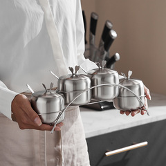 304 stainless steel seasoning jar waist-shaped seasoning jar seasoning bottle sugar cup flavor cup with spoon kitchen supplies seasoning box